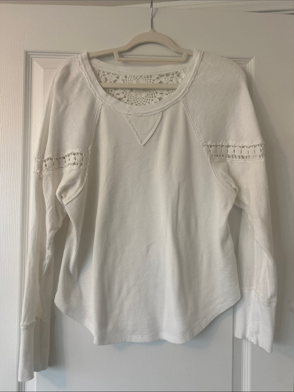 Like New We The Free Cream Crochet-Back Long Sleeve size L